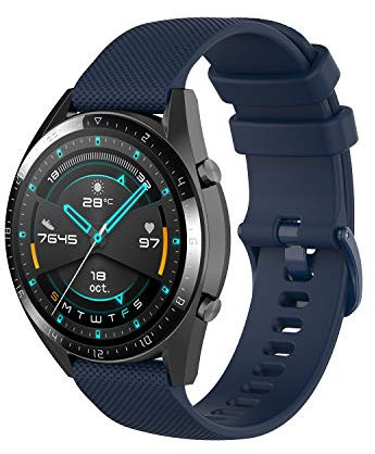 Wownadu 22mm Quick Release Cinturino Compatibile Per Garmin Forerunner 255/265, Venu 2/3, Vivoactive 4, Compatibile Per Fossil Gen 5/6 44mm Cinturini Blu Navy Sportivo Silicone