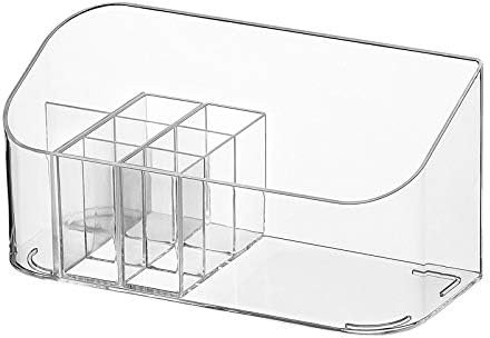 M MUNCASO Makeup Organiser,Cosmetics Organiser Skincare Storage Organiser MakeupTray Bathroom Cabinet with 9 Compartments 2 Removable Dividers (20 x 10 x 8.6CM)
