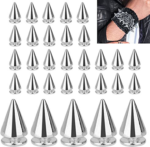 GIRAFEDA 120 Stück Ziernieten Set Punk Nieten Spitz Silber Schraubennieten DIY Ziernieten zum Schrauben Metall Schraubnieten Rostfrei Killernieten für Taschen Hut Leder Kleidung Armband Handschuhe