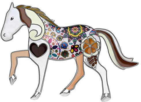 NEWEI Emaille Pferd Brosche Pin für Damen Kinder Mädchen Kleidung Taschen Rucksäcke Pferde Schmuck Geschenk (Braun)