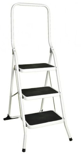 FACILITYS - Escabeau 3 Marches, Pliable en Acier Solide et Stable - Marche Pied Pliable, Charge 150 kg - Plateforme de Travail, Antidérapante et Confortable 38,5 x 26 cm - 3ème Hauteur à 70 cm