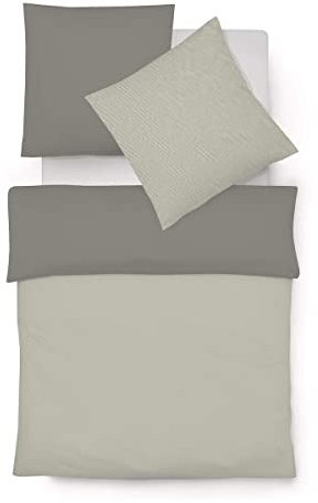 fleuresse Edelflanell Bettwäsche Lech W Telida Silber-Granit, 1 Bettbezug 135 x 200 cm + 1 Kissenbezug 80 x 80 cm