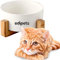 Edipets, Comedero Perro Gato, 400, 800 y 1900 ml, Cerámica, Individual y Doble, Soporte de Bambú Antideslizante, Pequeño Mediano y Grande, 5 Colores (Simple Pequeño, Blanco)