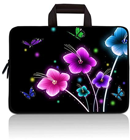 14 15 15.4 15.6 inch Laptop Handle Bag Computer Protect Case Pouch Holder Notebook Sleeve Neoprene Cover Soft Carrying Travel Case for Dell Lenovo Toshiba HP Chromebook ASUS Acer (Colorful Flowers)