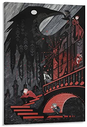 Six of Crows Poster / Poster, Motiv: Schwarz und Rot, Leinwand, Wandkunst, Wohnzimmer, Poster, Gemälde, 40 x 60 cm