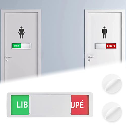 Reforung Panneaux de Porte Libre/OCCUPÉ 17,8x5cm enseigne coulissante Libre/Occupé Vacants Signe avec adhésive de qualité 3M, imants intégrés
