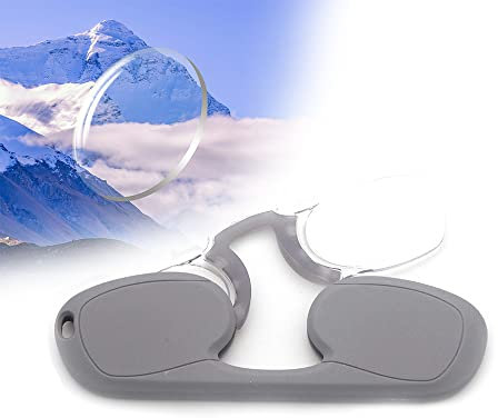 BEZAX Mini Occhiali da Lettura con Clip per Naso Portatili, Occhiali da Lettura Senza Braccia per pizzicare Il Naso con Custodia, Occhiali per presbiti HD Anti-Blu da Donna Uomo (Arancione,+3)