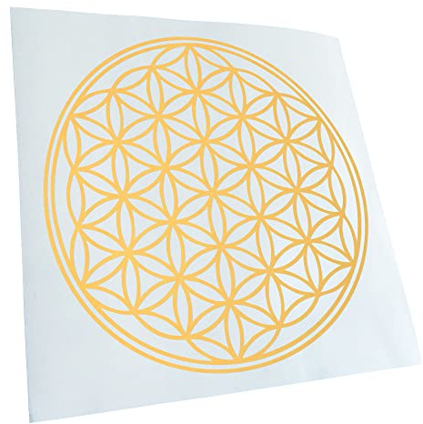 Kiwistar - Autoaufkleber - Goldchrom - 10x10cm Blume des Lebens Baum - Heckscheibe Auto Aufkleber wetterfest für Kfz LKW Mofa Truck - Sticker außen selbstklebend Tuning Zubehör für Fenster Fahrzeug