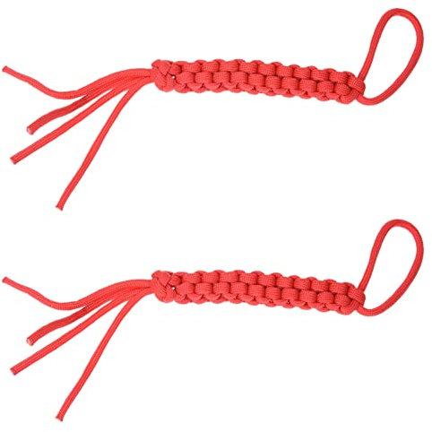 Lodokdre 2 x Paracord Square Mesh Knife Lanyard Key Ring (Red)