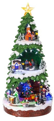 Holyart Winterszenen: Winterszene, belebter Weihnachtsbaum mit beweglichen Elementen, 50x25x25 cm