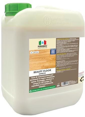 MARBEC BEAUTY FLOOR OPACO 5LT Cera di manutenzione per legno verniciato opaco. Protegge, ravviva e conserva la superficie e il trattamento iniziale.
