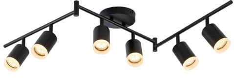 Bojim 6 Light Black Kitchen Track Lighting Fixtures Ceiling Adjustable Head