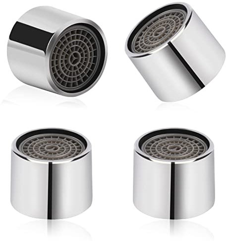 M22 Perlatoren für Wasserhähne, 4 Stück Küchenspüle-Luftsprudler Wasserhahn Filter mit Chrom Messing Gehäuse Innengewinde Wassersparender Wasserhahn-Luftsprudler mit Dichtung für Badezimmer (22 mm)