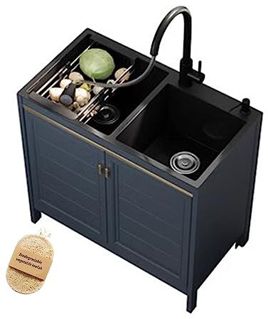 BEUTEE Acciaio Inox Esterno Lavello da Cucina Vasca Doppia Lavello del Ristorante Lavandino Camper con Rubinetto Lavello in Piedi Commerciale Ristorante Single Bowl Set (Size : 72 * 40cm)