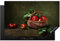 KitchenYeah© Herdabdeckplatte Einteilig Abdeckplatten Cerankochfeld Abdeckung Ceranfeld Herdplattenabdeckung Induktionsmatte Trauben - Rustikal - Apfel - Obst - Rot - Korb - 81x52 cm