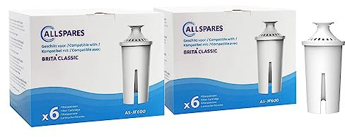 AllSpares Filterkartuschen (12x) geeignet für ältere BRITA Wasserfilter Ersatzfilter für Brita Classic