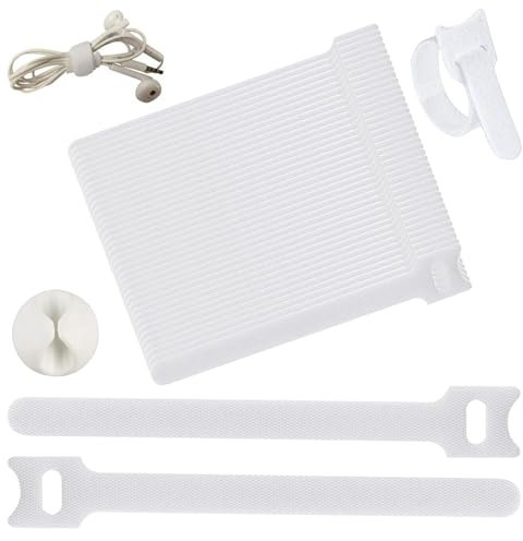 50Pcs Fascette Cavi, Fascette Cavi Riutilizzabili, Fascette Velcr, Fascette Stringicavo, Fascette Riutilizzabili, Fascette Adesivo, per Organizzazione dei Cavi a Casa e in Ufficio, Bianco