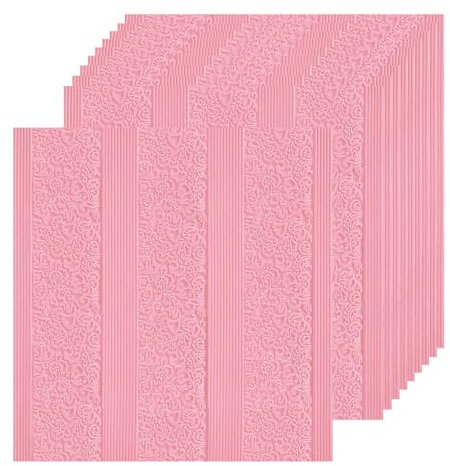 HAILM 3D Wall Panels Brick Effect, Waterproof XPE Foam Cladding, Self Adhesive Wall Tiles, for Living Room, Kitchen, Bathroom, Balcony, Bedroom, 10 Pack,Pink