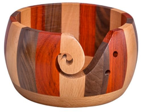 Large Yarn Bowl, Wooden Yarn Storage Bowl, Handmade Rosewood with Holes, Knitting Wool Stroage Bowl