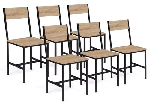 IDMarket - Lot de 6 chaises de Cuisine Detroit Design Industriel