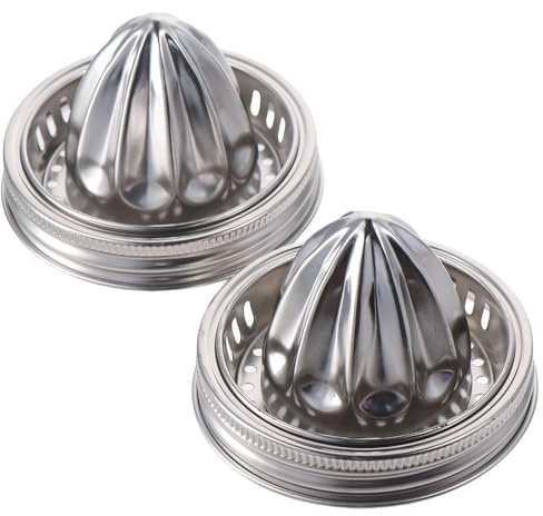 gifthub 1/2pcs Simple Manual juicer Stainless Steel Lemon Squeezer,3.38 Inch Mason Jar Juicer Lid,Dishwasher Safety Kitchen Manual Juice Compressor(2pcs)