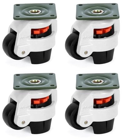 QWORK® 4 Stück 60f Schwenkbare Lenkrollen, 500kg Tragfähigkeit, Einziehbare Werkbank Transportrollen, für Möbel & Maschinen