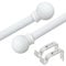 Curtain Poles, Single Curtain Rods for Windows 76-152 cm, 1.6 cm Decorative Curtain Poles Set, Matte White Splicing Metal Curtain Poles with Brackets