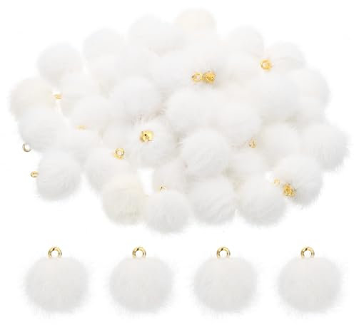 PATIKIL 100Stk Pom Poms Charm Pompoms Charm Basteln Pom Poms Anhänger Kugeln Klein Flauschig Quaste Masse für Kunsthandwerk Schmuck Herstellung Weiß
