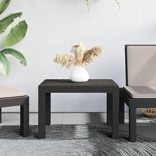 QZZCED Gartentisch Anthrazit 59x47x40 cm PP, Balkon Esstisch Garten Lounge Tisch Outdoor Tisch Patio Tisch für Gärten, Terrassen, Balkone