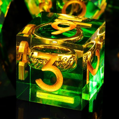 ORUZA DND Würfel Set Herr der Ringe, 7 Stück Polyedrische DND Würfel Set Scharfer Kante D&D Würfel für Dungeons und Dragons Pathfinder RPG MTG Rollenspiel Würfel