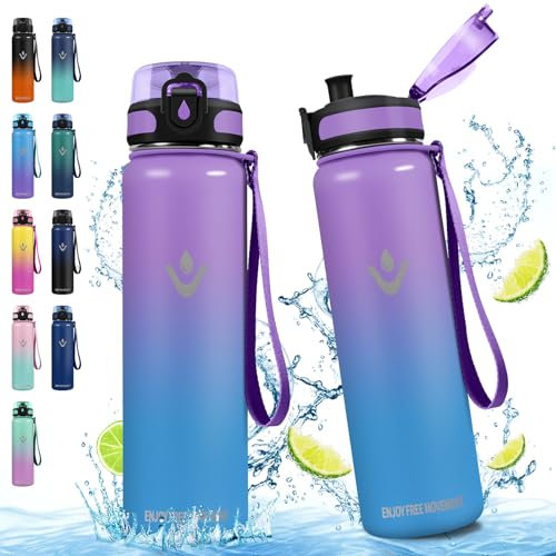 Vikaster Borraccia Termica, 1 Litro Senza BPA, Thermos per Bevande Calde, Senza Perdite, Bottiglia Termica, Acciaio Inox, Borraccia Termica con Cannuccia per Adulto, Scuola, Palestra, Ciclismo