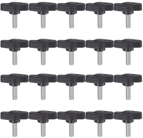 QUARKZMAN 20 Pezzi Manopole Aletta T Viti Testa Zigrinata M5 x 14mm Filettatura Maschio Standard Manopole T Plastica Maniglie Manopole Serraggio Mano Vite Testa Zigrinata, Nero