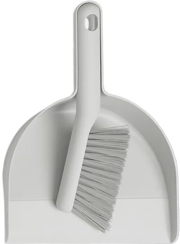 Home Stuff Dustpan and Brush Set, Dust Pans with Brush, Small Dustpan and Brush Set, Hand Broom and Dustpan Set for Home, Handheld Angled Dustpan and Brush Set are Daily Essential Cleaning Tool, Gray
