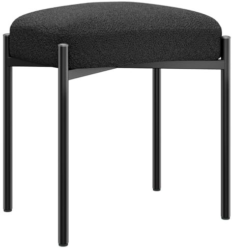 YMYNY Schminkhocker, Moderne Fußhocker, Makeup Eitelkeit Hocker, Ottoman Fußstütze Stuhl für Vanity, Moderne Fußhocker klein gepolstert für Wohnzimmer Eingang Flure 37×29×46CM Schwarz HBD034B