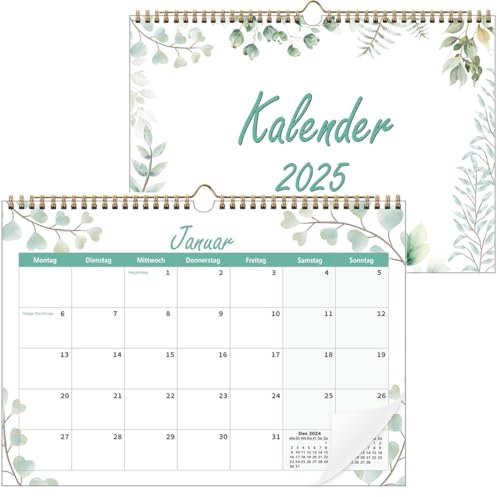 Wandkalender 2025 - Moseem Kalender 2025 im A4 Querformat(30 x 21 cm), Familienplaner 2025 Mit Jahreskalender Planung, Monatskalender Paarkalender vom Jan bis Dezember 2025 mit Ferienübersicht