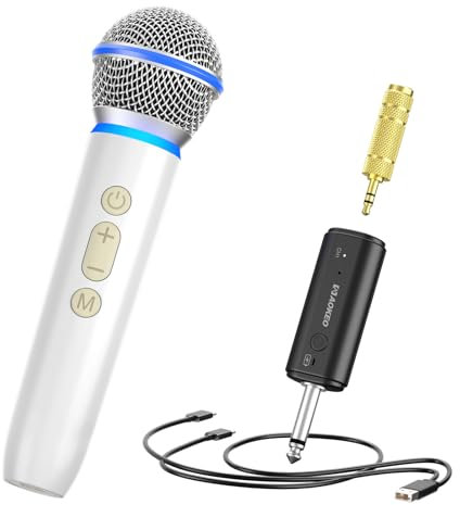 Aokeo Wireless Microphone with Rechargeable Receiver,UHF Dynamic Handheld Karaoke Mic,100ft Range, for Amplifier Speaker, Mixer,Singing, Party,Speech