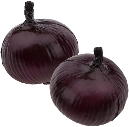 Funzhan 2 Stück Kunstliche Zwiebeln Realistische Lila Gemüse Dekoration Lila Küchendeko Tischdeko für Wohnaccessoires Herbst Weihnachtsdekoration Lebensmittel Attrappen