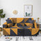 Sofabezug für Ledersofa, 4-Sitzer, elastisch, rutschfest, waschbar, leicht anzubringen, Orange / Grau / Schwarz