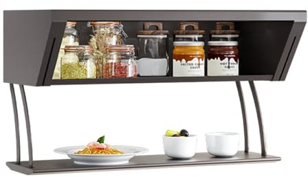 ASerZenith Doppelter herunterklappbarer Küchenschrank-Organizer, herunterziehbares Hängeschrank-Regal, Gewürzregal aus Aluminium für die Wand, Geschirrständer, trägt 10 kg/22 Pfund