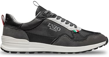989Zé ENZO Mens Trainers Essential Runner Leather Menswear Sneaker MFW8_Shoes_SOLARO Black 7