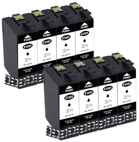 Yongairuink T1301 Schwarz Patronen für Eps T1301 für Stylus SX525WD SX535WD SX620FW Office B42WD BX925FWD BX635FWD Workforce WF-3520DWF WF-7525 WF-7015(8BK)