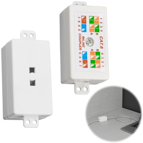 Enjiror 2Pcs Cat6 Junction Box RJ45 Ethernet Coupler High Speed Punch Down Network Cables Connector Inline Punchdown Krone Joiner Extension Adapter for LAN Powerline Networking Extender Applications