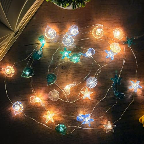 OTYMIOW Feenlichter in Form von Meerestieren, 30 LEDs, Dekoration für den Innen- und Außenbereich, 3 m, batteriebetriebene polierte Meerestier-Lichterkette / USB für Fenster, Feenlichter für Vorhänge