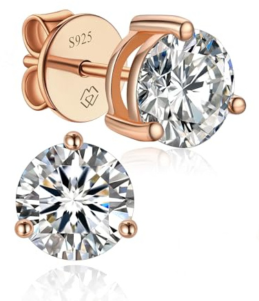 MomentWish Moissanite Ohrringe Silber 925 Stecker Diamant Ohrstecker Damen | 0,6-3 Karat Ohrringe Stecker 585 Weißgold/Rosegold/Gold Beschichtet Hypoallergen Schmuck Weihnachten Geschenk für Frauen