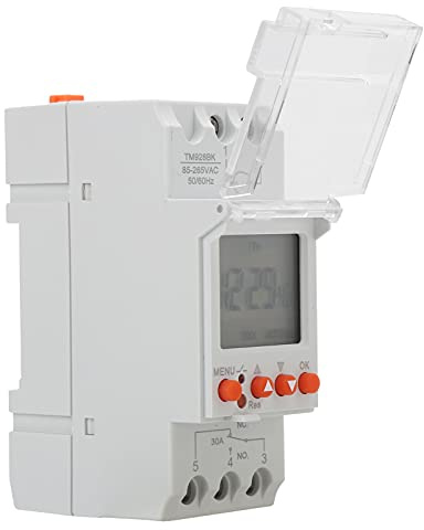 Interrupteur de Minuterie Numérique Programmable 24 Heures sur 24 avec Affichage et Rétroéclairage - 30A DIN Rail TM928BK