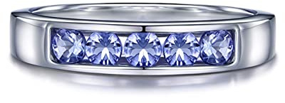BCughia Ring Weißgold 750 Damen 18Kt, Rund Form 0.62ct Tansanit Verlobungsring Frauen Größe 48