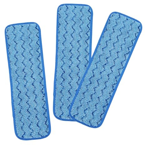 BCOATH Lot de 3 Lingettes de Nettoyage pour Balai à Franges 45x14 Cm, Coussinets en Fibres Réutilisables et Lavables, Serpillière de Sol Polyvalente pour Parquet, Carrelage et Stratifié,