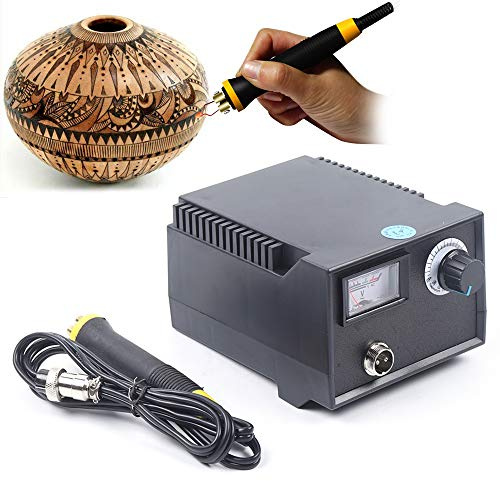 Pyrographie-Maschine Set, 100W Holzbrenner mit LCD-Display und einstellbarer Temperatur, Holzverbrennungs-Kit mit 2 Stiften & 33 Spitzen für Holz Leder Kürbis Kunsthandwerk, Basteln, DIY Brandmalerei