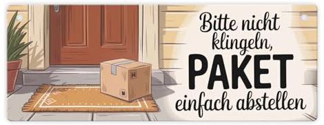 speecheese Metallschild Bitte nicht klingeln Paket einfach abstellen | Humorvolles Schild für Haus und Garten