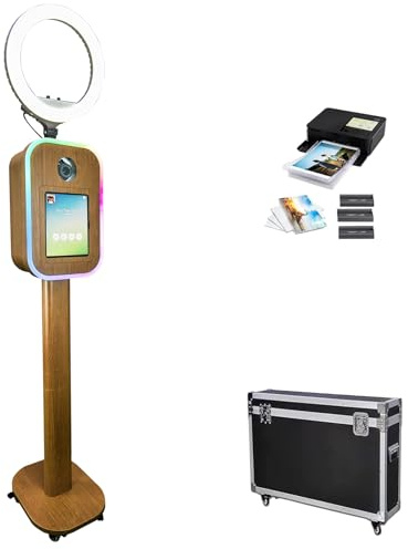 Tragbare Fotokabine für iPad 10,2 Zoll 10,5 Zoll 27,7 cm 27,9 cm 32,8 cm 33 cm und DSLR-Kamera, Selfie-Photobooth-Ständer, RGB-Lichter, Flughülle für Veranstaltungen, Hochzeiten, Partys (Fotoautomat
